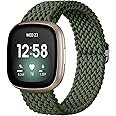 Maledan Braided Stretchy Band Compatible for Fitbit Sense/Versa 3/4 and Sense 2, Soft Elastic Strap Bracelet Wrist Bands for Smart Watch, Accessory for Men and Women