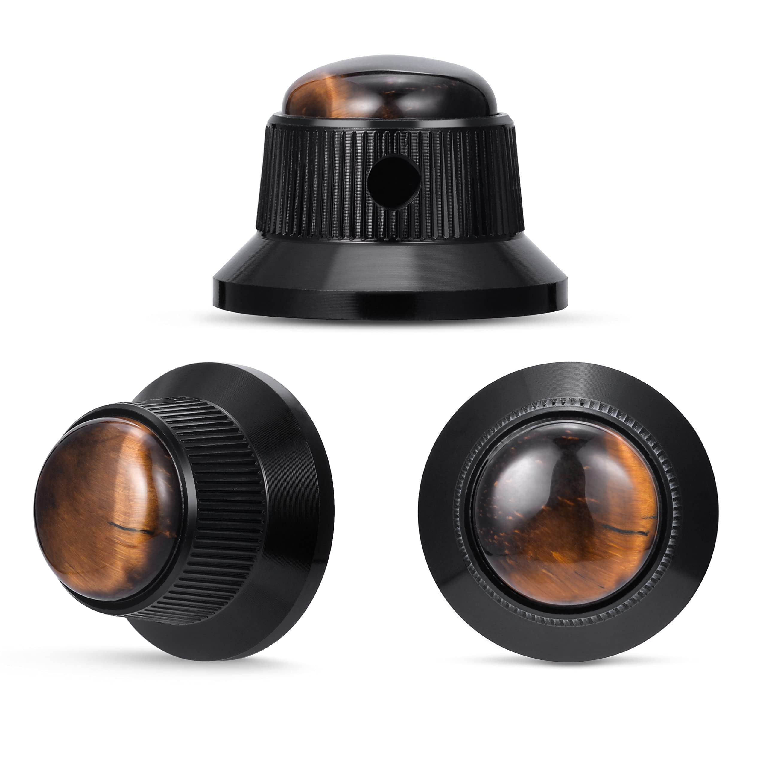 Guyker Top Hat Guitar Bass Potentiometer Control Knobs with 6mm Dia. Shaft Pots - 3PCS Bell Speed Tone Volume Knob Replacement for Electric Guitar or Precision Bass, Tiger-Eye Top