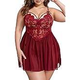 JuicyRose Plus Size Side Slit Lingerie Babydoll Strap Chemise Sleepwear