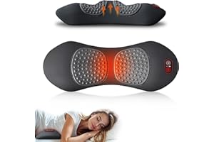 HZWIOE 3 in 1 Upadate Rechargeable Electric Lumbar Support Pillow with Adjustable Height for Bed and Chair,Back Massager with Heat,Back Massager for Pain Relief Deep Tissue,Waist Wedge Bolster (Black)