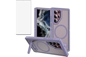 Asuwish Phone Case for Samsung Galaxy S22 Ultra 5G Compatible with Magsafe Screen Protector Cell Cover Stand Shockproof Clear