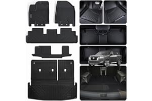 LJWAITO Floor Mats & Trunk Mat & Backrest Mat for 2022-2024 2025 Nissan Pathfinder (Only Fit 8 Seats) TPE All Weather Protect