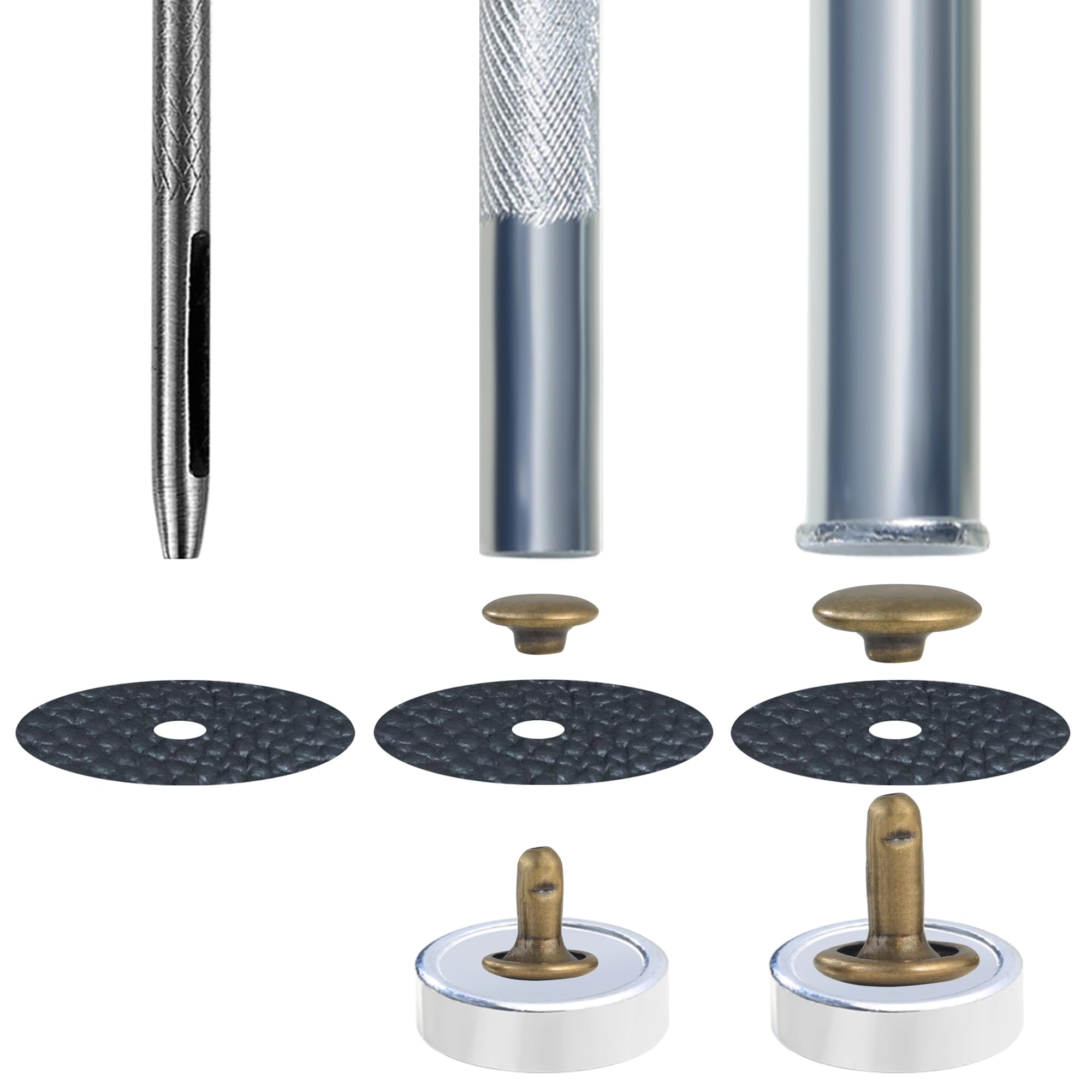 YORANYO 340 Sets Leather Rivets Kit Mixed Sizes Rivets for Leather Double Cap Rivets Studs for Clothing Fabric with Leather Crafting Rivet Tool for Repair Decorate Clothes Shoes Bags Belts (Bronze)