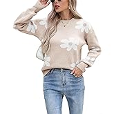 Alsol Lamesa Women's Floral Sweaters 2026 Fall Winter Mock Neck Long Sleeve Loose Knit Pullover Sweaters