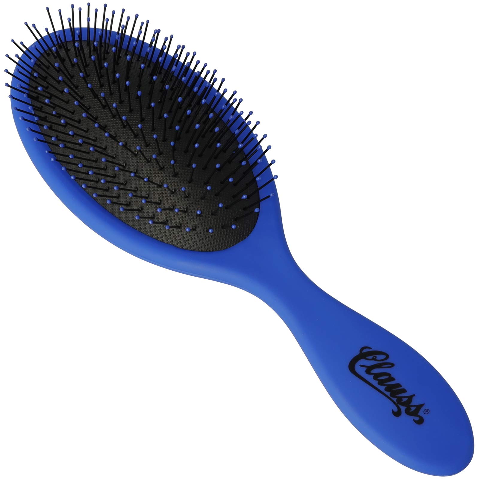 Clauss Wash & Brush Hairbrush for Long Hair, Paddle Brush with Air Cushion and Flexible Nylon Bristles, Matte, Blue/Black, 70 g