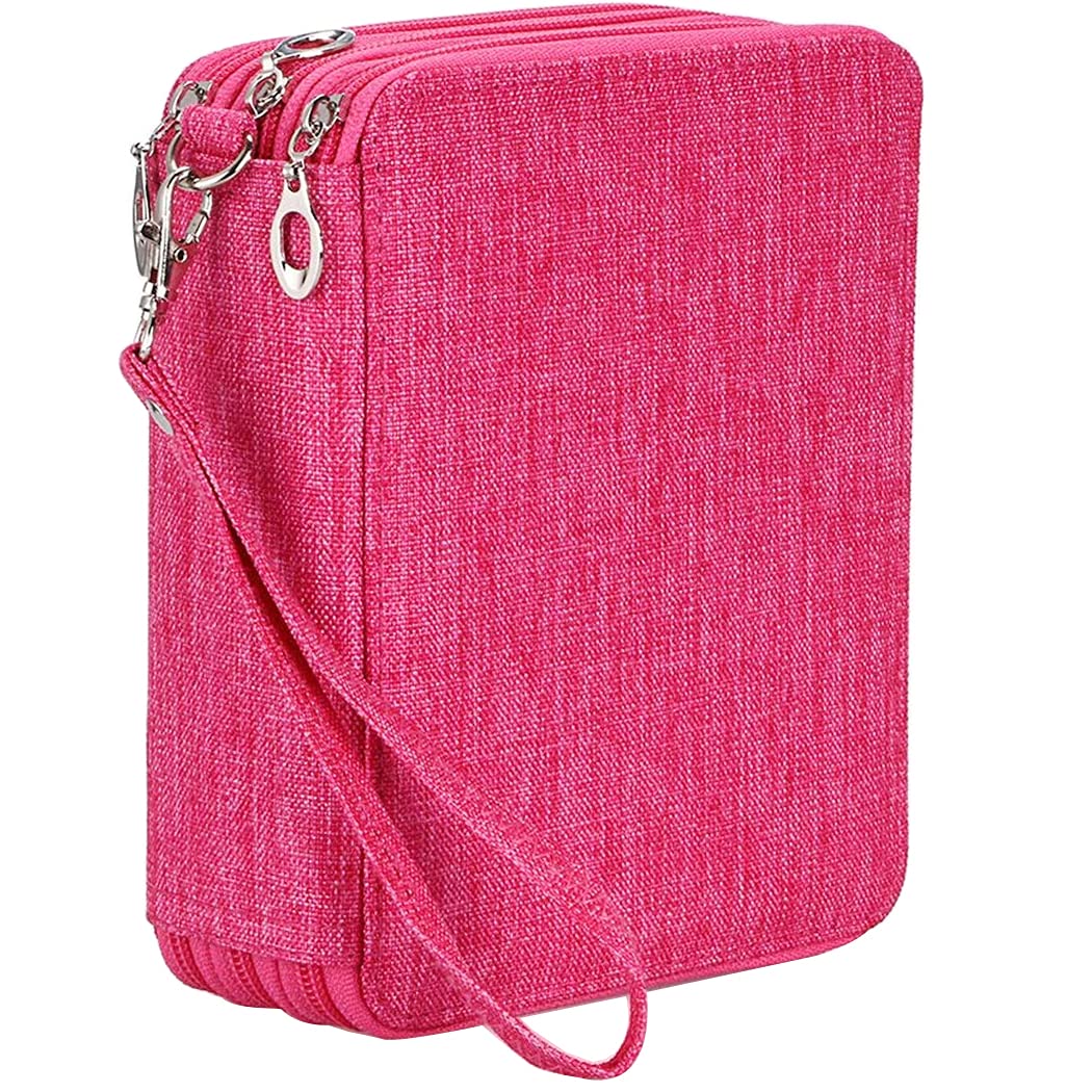 Gullor Large Capacity 3 Layers Pencil Bag Pencil Holder Organizer - 78 Slots for Colored Pencils, Red