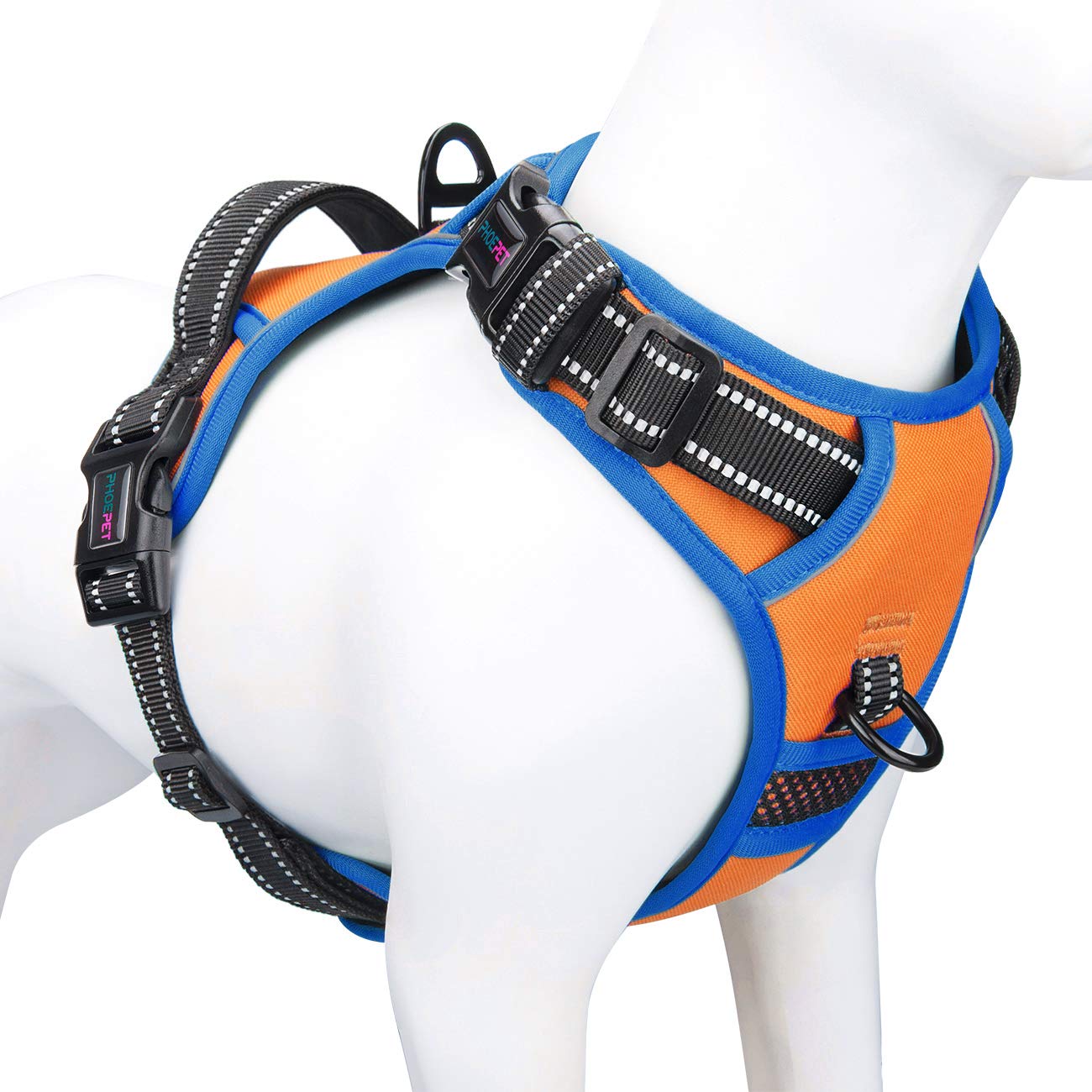 Photo 1 of PHOEPET 2019 No Pull Dog Harnesses for Small Dogs Reflective Adjustable Front Clip Vest with Handle 2 Metal Rings 3 Buckles [Easy to Put on & Take Off] (XS, Orange)