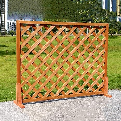 Subbye Wooden Grid Garden Fence Border Edge Wall Decor Freestanding Plant Picket Fencing Panels For Flower Beds W Wooden Foot Holder Orange 3 Sizes Amazon De Garden