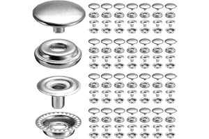 MEGOTO 27Sets 15mm Stainless Steel Fastener Snap Press Stud Button Kits for Coats Bags Leathers Marine Boat Canvas Silver Line 24 Silver
