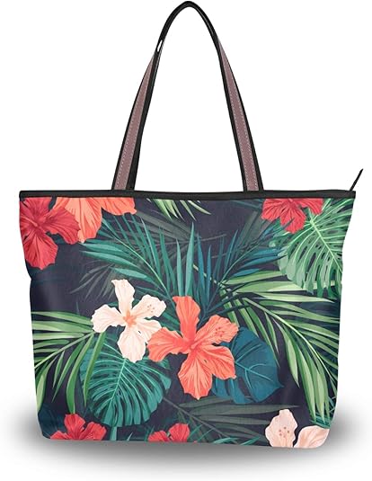 Shoulder Bags Jungle Leaf Flower for Women Girls Ladies Student Purse