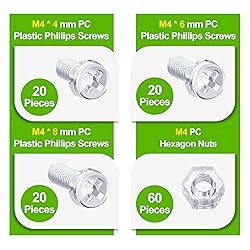 Pzsmocn 120 Pieces M4*4/6/8mm PC Transparent
