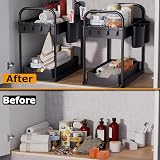 GEMWON Under Sink Storage Kitchen Organizer 2 Tier Sliding Drawer Black view 4