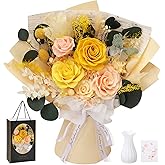 Casaido Preserved Flowers for Delivery, Valentines Day 6 Yellow Roses Bouquet, Birthday Rose Gifts for Women Mom Wife Girlfriend, Real Flowers for Christmas Mothers Day Anniversary