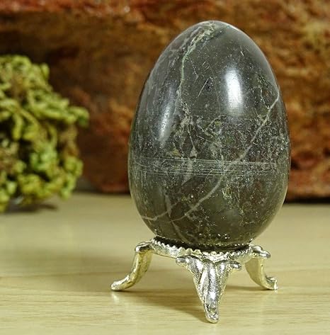 Amazon Com Reikiera Stone Carved Bamboo Leaf Jasper Egg Natural Gemstone Bell Chakra Crystal Healing Reiki 45 60 Mm Home Kitchen