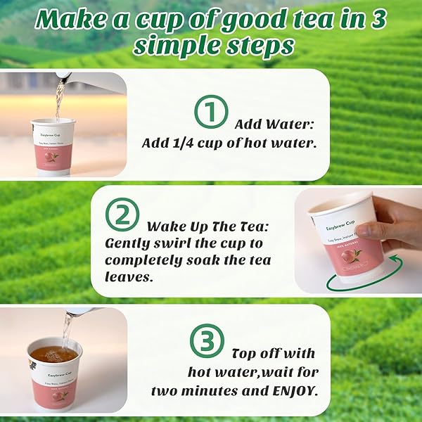 EASYBREW CUP TEA WITHIN PAPER CUP, 10 PCS DISPOSABLE CUPS WITH TEA IN THE BOTTOM, FLAVORED INSTANT TEA, DELICIOUS ORGANIC GREEN TEA PERFECT FOR HOME, OUTDOOR, TRAVEL, UNIQUE TEA GIFT(MINT GREEN TEA)