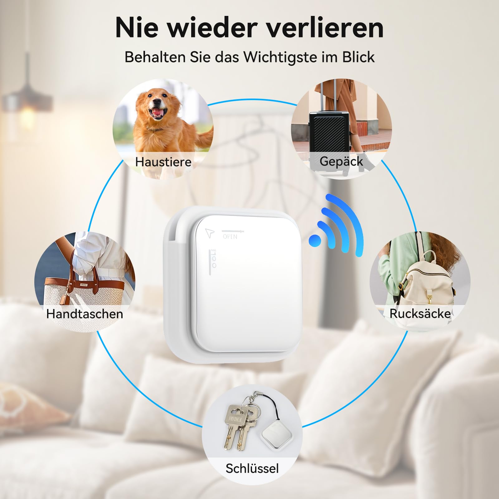 ELUTENG 2 Pack Air Tag Schlüsselfinder für Apple Wo ist APP (Nur iOS), Smart Air Tracker Tag mit Austauschbarer Akku Bluetooth Tracker für Gepäck Taschen Koffer Brieftasche (Weiß) 6