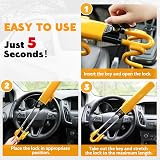 Tevlaphee Steering Wheel Lock Twin Bar with 3 Keys Yellow Universal Fit view 6