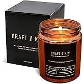 Craft & Kin Scented Candles for Men | Premium Whiskey Caramel Winter Candle | All-Natural Scent for Home | Long Lasting Candles with 45 Hour Burn Time, 8oz