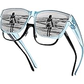 URUMQI Polarized Sunglasses Fit Over Glasses for Men Women, Oversized Square Shades UV400 Protection