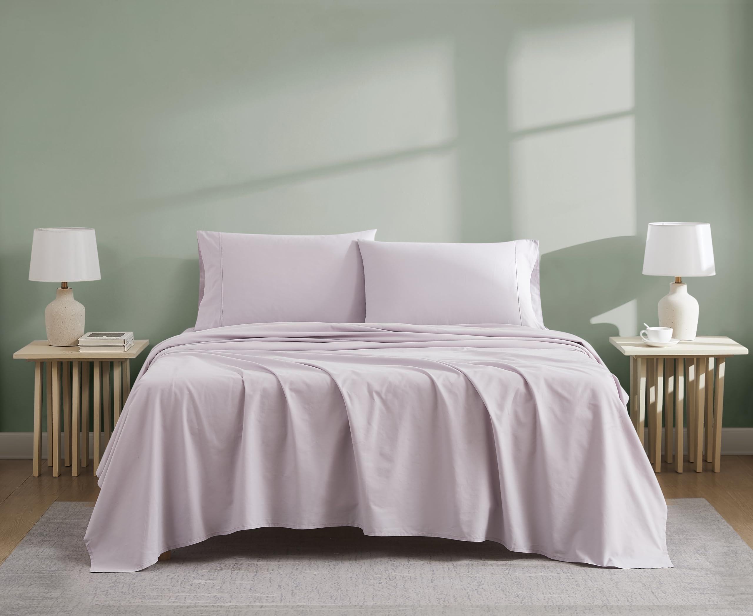 Photo 1 of Linen Closet Luxury Cotton 300 Thread Count Organic Cotton 4-Piece Sheet Set, King, Lavender
