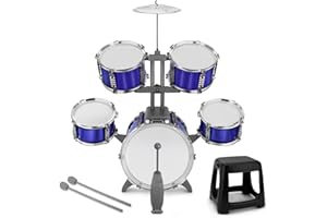CHADRIGIVS Kids Drum Set 5 Piece Toddlers Jazz Drum Kit with Stool Musical Instrument Toys for 3 4 5 6 7 Year Old Boys Girls Birthday Gift
