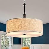 Shrine Lighting Drum Chandeliers, Farmhouse Style, Perfect Drum Pendant Light for Dining Room, D21'' x H8'', Adjustable Chain