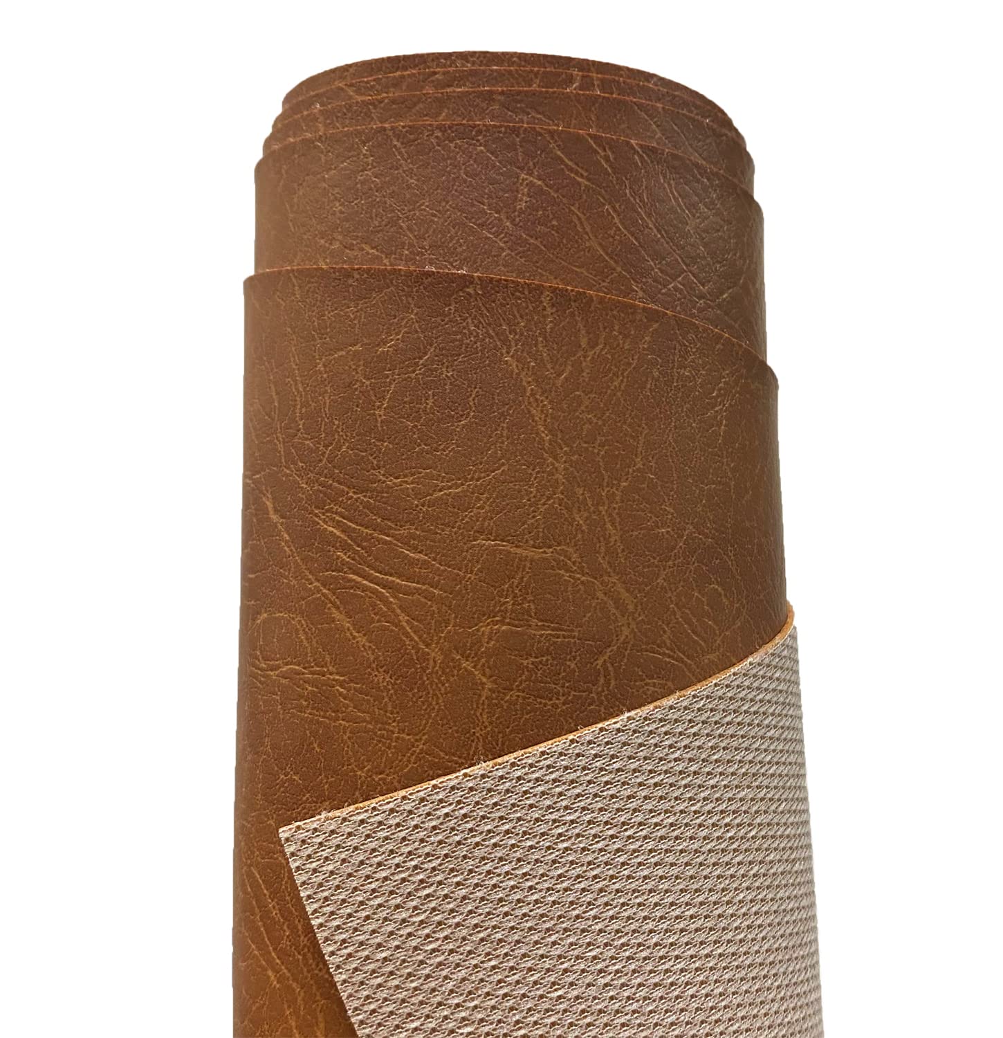 A-Express Heavy Thick Faux Leather Fabric Grained Leatherette Vinyl Leathercloth Automotive Home Decor Upholstery Material - Light Brown 1 Metre 100cm x 140cm — image 1