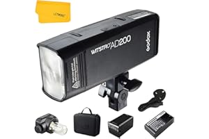 Godox AD200 200W 2.4G TTL Flash Strobe - 1/8000s HSS Pocket Flash Monolight Light with Double Head 200Ws and 2900mAh Lithium 