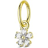 Agrewd Clicker Rook Earrings 16G Dangle Rook Helix Jewelry Surgical Steel Helix Daith Piercing Jewelry Tragus Lobe Earring Hoop