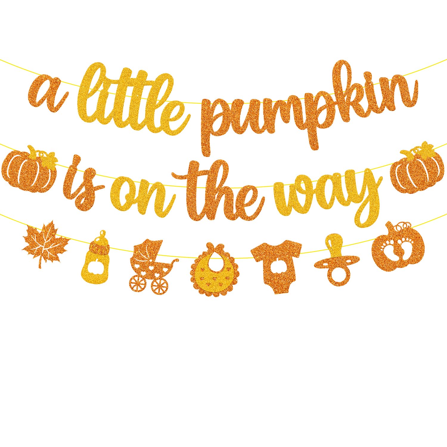 View 1 of A Little Pumpkin is on the Way Banner Little Pumpkin Baby Shower Party Decoration Girl Boy Fall Autumn Thanksgiving Theme Gender Reveal Party Supplies