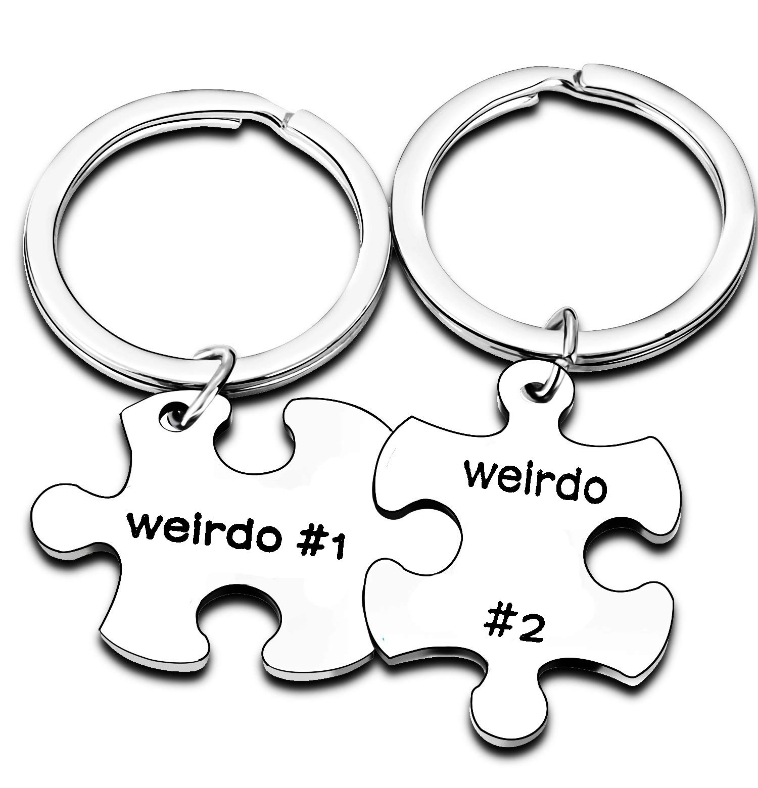 Nimteve 2PCs Friendship Gift Weirdo #1 Weirdo #2 Friend keyring Couple Lover Jewellery Gifts for Boyfriend Girlfriend Keychain Husband Wife Best Friends (Weirdo #1 Weirdo #2 Keyring)
