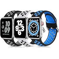 Lerobo 3 Pack Bands Compatible for Apple Watch Bands 38mm 40mm 44mm 42mm, Soft Silicone Sport Strap Breathable…