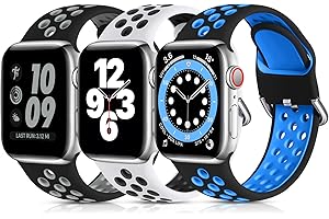 Lerobo 3 Pack Sport Bands Compatible with Apple Watch Band 44mm 49mm 46mm 45mm 42mm 41mm 40mm 38mm Men Women,Soft Silicone Breathable Band for Apple Watch SE Ultra iWatch Series 10 9 8 7 6 5 4 3 2 1