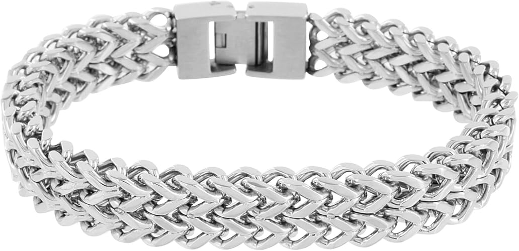 Amazon 2行francoブレスレットステンレススチールホワイトゴールド仕上げメンズclassyブランド新しい ブレスレット 通販