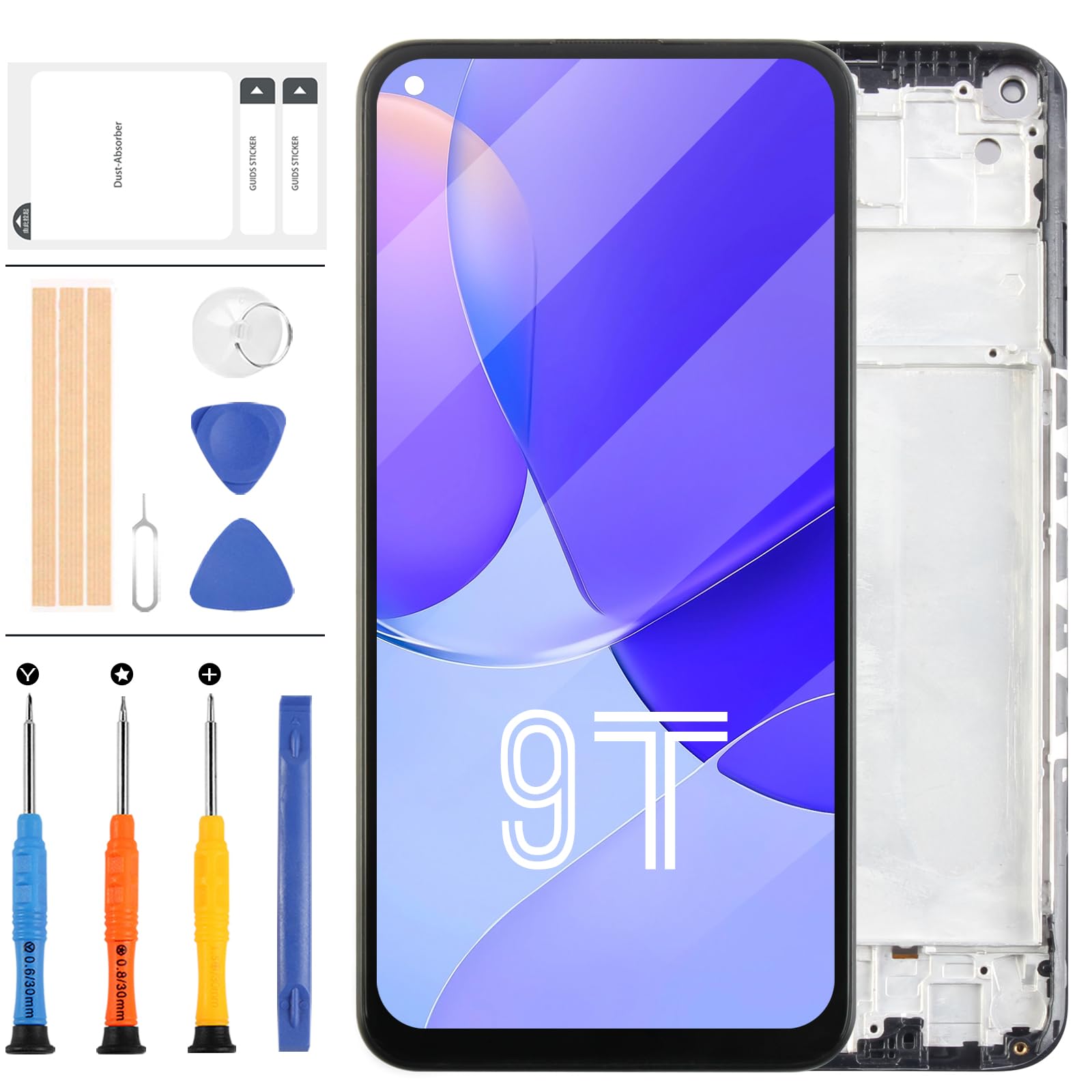 LADYSON Screen Replacement for Xiaomi Redmi Note 9T M2007J22G J22 LCD Display Touch Panel Digitizer Assembly Glass Repair Parts Kit (Black with Frame)