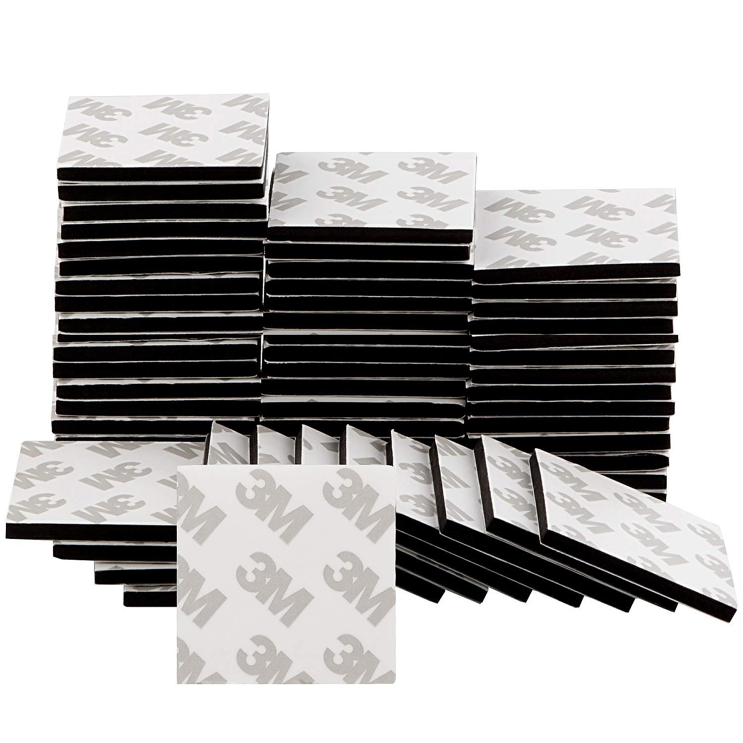 ASelected Heavy Duty Double Sided Sticky Pads Black, 50 Pcs Adhesive Foam Pads Super Strong Mounting Tape for Walls, 40x40mm Square