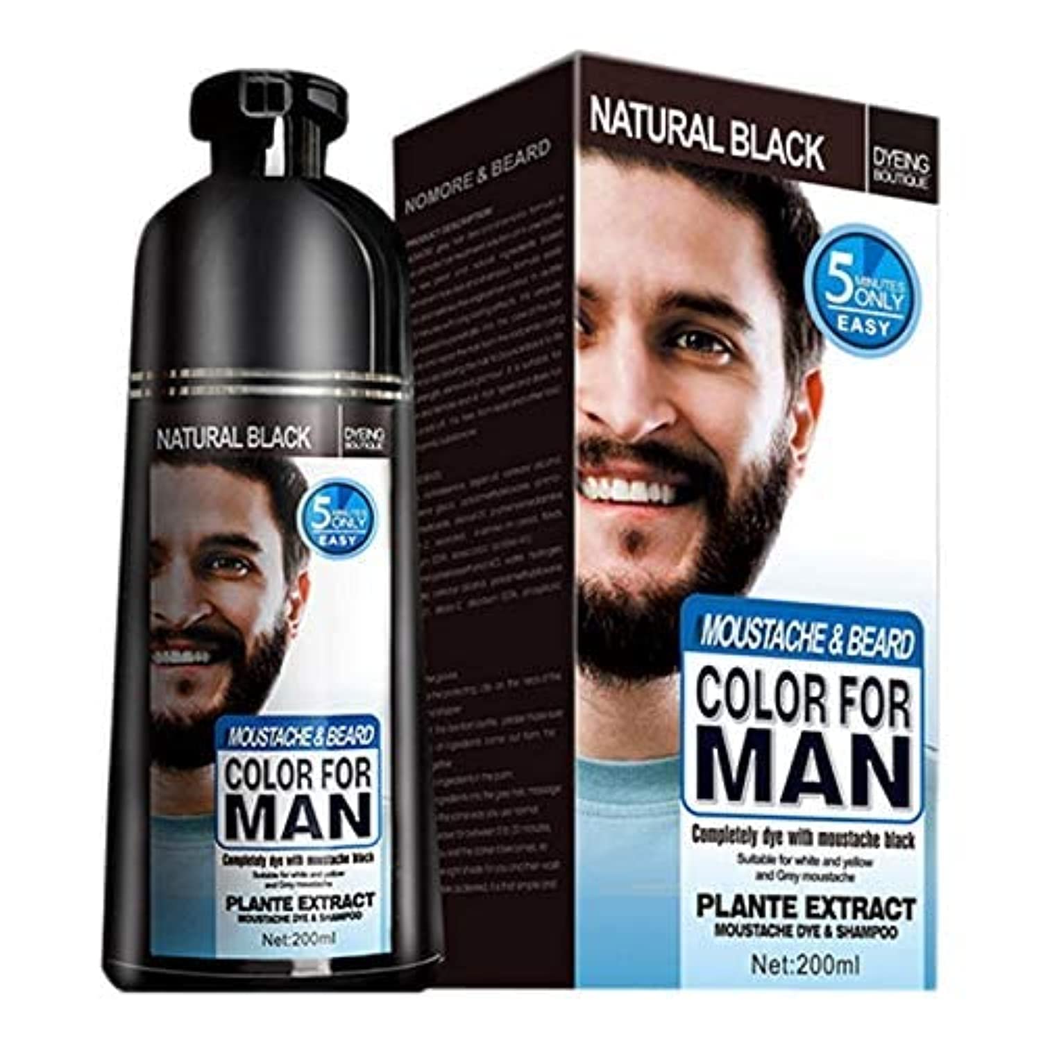 Mokeru Beard Dye Removal Shampoo for Men - Grey & White Hair, 200ML Black