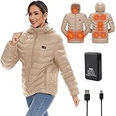 OAOA innovation Heated Jackets for Women, 9 Heating Areas With 10000mAh Power Bank,Winter Warm Outdoor Ski Coat