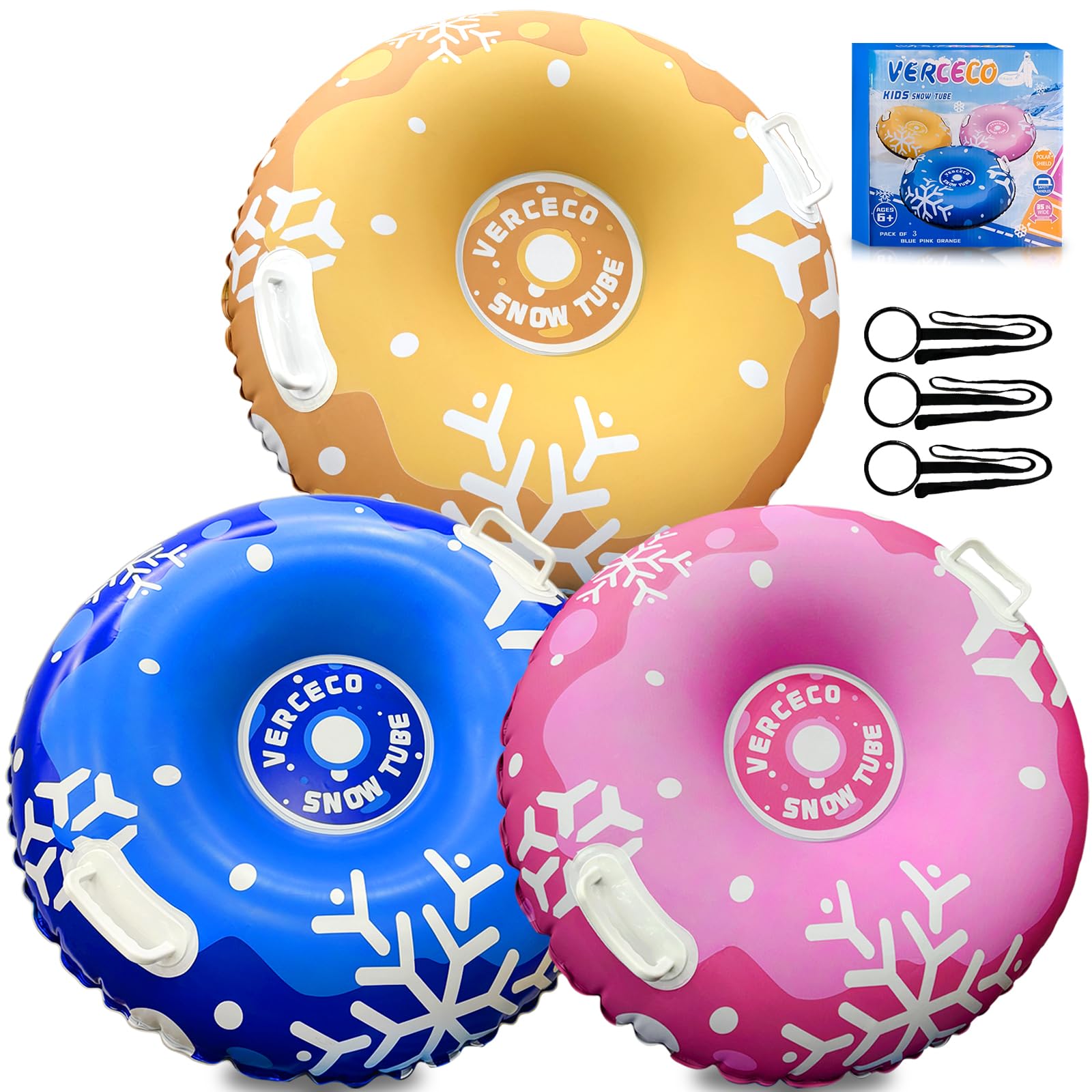 Inflatable Snow Tube Sled - Thickened Cold-Resistant Winter Tube For Adults & Kids