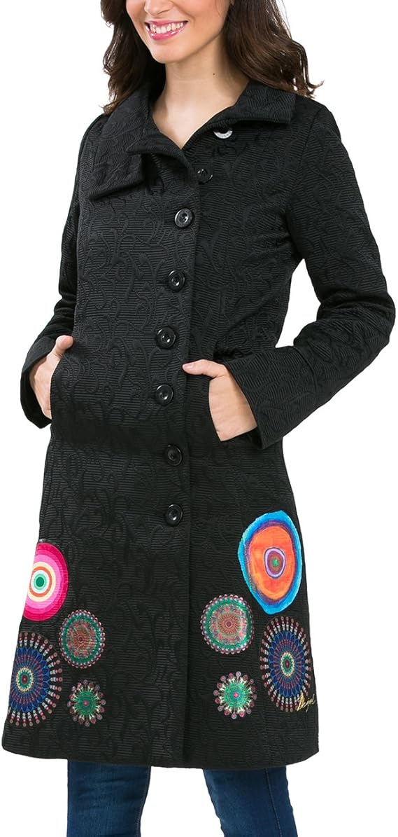 Desigual Women's Coat Yaila, Black, 40 Clothing
