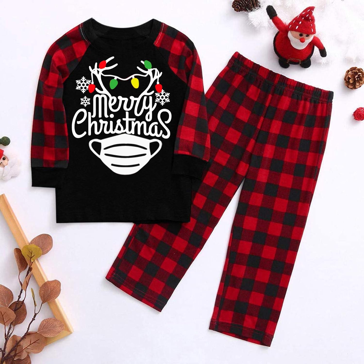 WUAI Merry Matching Pajamas Christmas Pajamas for Family Women Men Kids Baby Pjs Red Plaid Reindeer Xmas Loungewear at  Women’s Clothing store