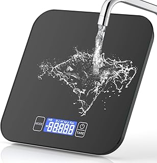Digitale Küchenwaage, 15kg/33lb Digitalwaage Digital Küchenwaagen Elektronische Waage Küche Haushaltswaage Hochpräzise Lebensmittelwaage LCD Display mit Großer Sicherheitsglas Wiegefläche und Tara