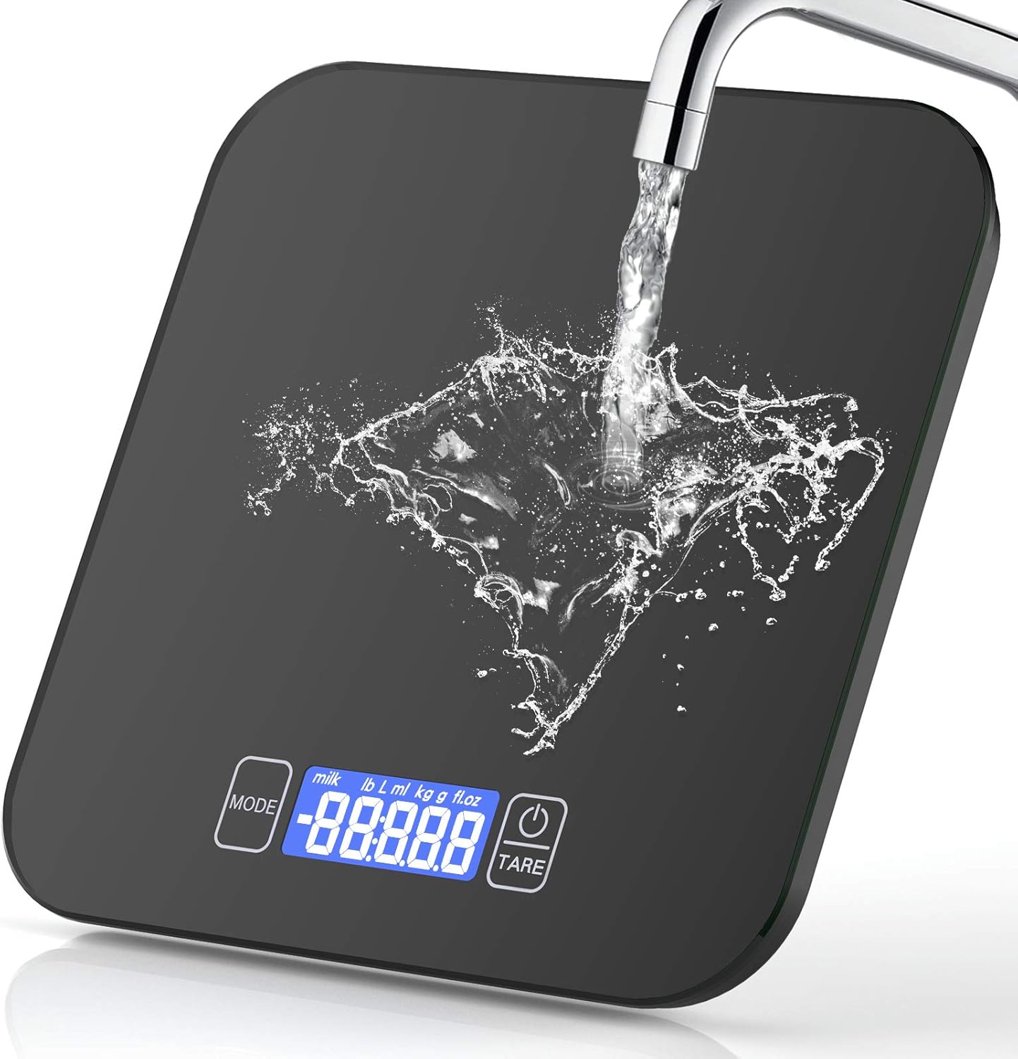 Digitale Küchenwaage, 15kg/33lb Digitalwaage Digital Küchenwaagen Elektronische Waage Küche Haushaltswaage Hochpräzise Lebensmittelwaage LCD Display mit Großer Sicherheitsglas Wiegefläche und Tara