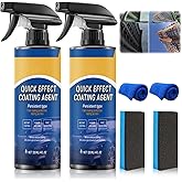 Car Coating Spray,New Quick Effect Coating Agent Spray,Quickly Coat Car Wax,Car Scratch Wax Polish Sprays Waterless Wash,Oil Film Emulsion Glass Cleaner with Sponge and Cloth,4FT.OZ (2PCS)