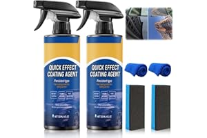 CIDNMATD Car Coating Spray,New Quick Effect Coating Agent Spray,Quickly Coat Car Wax,Car Scratch Wax Polish Sprays Waterless Wash,Oil Film Emulsion Glass Cleaner with Sponge and Cloth,4FT.OZ (2PCS)