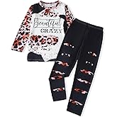 Afsmlys Tween Girl's Letter Print Top + Jogger Pants 2 Piece Casual Outfit Set Kids Fall Clothing, Sizes 6-14 Years