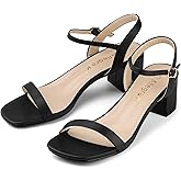 Allegra K Women's Slingback Buckle Chunky Heels Two-Tone Sandals