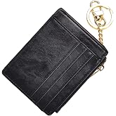 woogwin Slim RFID Credit Card Holder for Women Mini Front Pocket Wallet Purse With Keychain