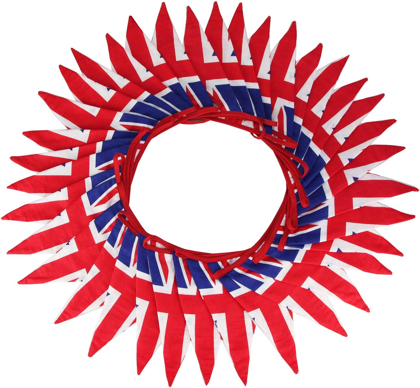 G2PLUS 10M Fabric Union Jack Bunting Banner Cotton 24PCS Double Sided British Bunting Garland 17CM * 25CM UK British Flag Banner for Party Decor Bar National Royal Decoration - Image 5