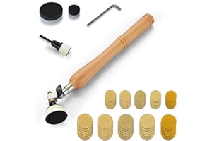 MAXMAN Bowl Sander Kit, Sanding Block, Wood Lathe Tools with 50Pcs Hook & Loop Sanding Discs+ 1" & 2" Backing Plates and Foam Interface Pads, 13" Long Hardwood Handle and Dual Bearing Head for Woodworking